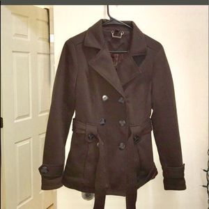Jou Jou Faux-wool Brown Peacoat Jacket S